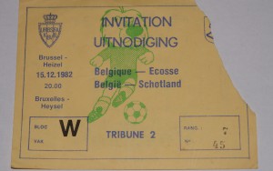 belgium v scotland 1982 invite stub