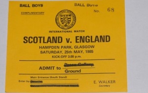 scotland v england 1985 ball boys stub