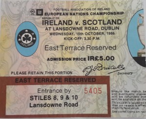 ireland v scotland 1986 stub