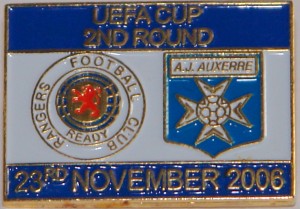 rangers v auxerre 2006 badge