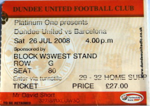 dundee united v barcelona 2008 stub