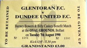 glentoran v dundee united stub 1990