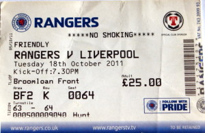 rangers v liverpool friendly stub