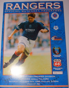 RANGERS V FALKIRK 1995 programme