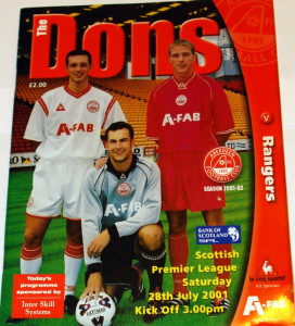 aberdeen v rangers 2001 programme