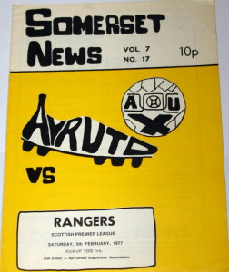 ayr united v rangers 1977 programme