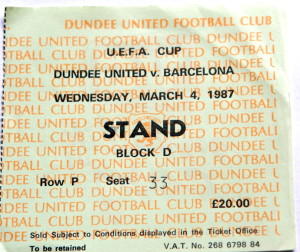 dundee united v barcelona stub