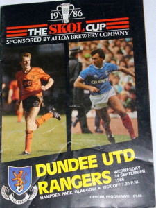 dundee united v rangers 1986 skol cup programme