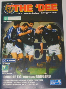 dundee v rangers 2001 programme