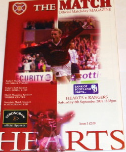 hearts v rangers 2001 programme