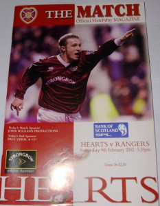 hearts v rangers 2002 programme