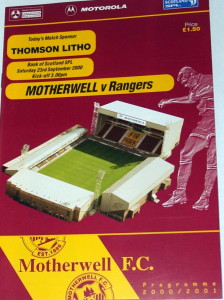 motherwell v rangers 2000 programme