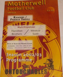 motherwell v rangers 2002 programme