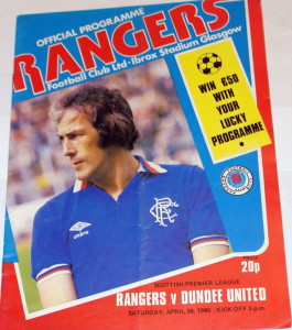 raners v dundee united 1980 programme