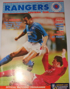 rangers v aberdeen 1992 game programme