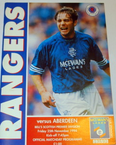 rangers v aberdeen 1994 programme