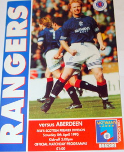 rangers v aberdeen 1995 programme