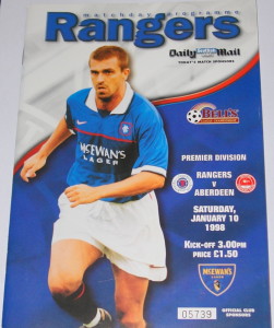 rangers v aberdeen 1998 programme