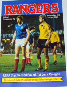 rangers v cologne 1982 programme