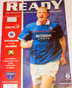 rangers v dundee 1999 programme