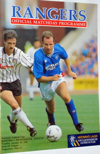 rangers v dunfermline 1991 programme