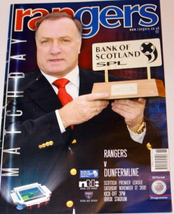 rangers v dunfermline 2001 programme