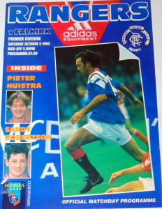 rangers v falkirk 1992 programme