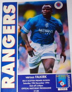 rangers v falkirk 1994 programme