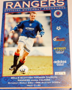 rangers v falkirk 1996 programme