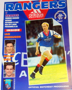 rangers v hearts 1992 programme