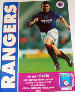 rangers v hearts 1995 programme