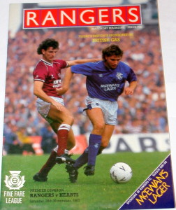 rangers v hearts 1997 programme