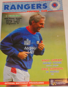 rangers v hibs 1992 programme