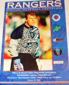 rangers v hibs 1995 programme