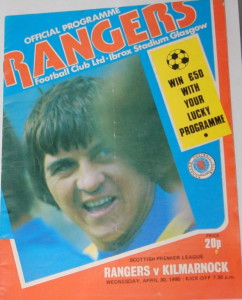 rangers v kilmarnock 1980 programme