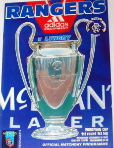 rangers v lyngby 1992 programme