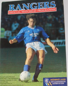 rangers v motherwell 1991 programme