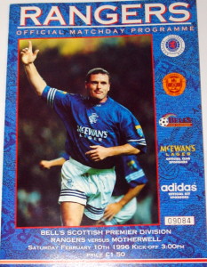 rangers v motherwell 19936 programme