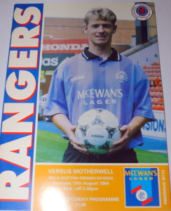 rangers v motherwell 1994 programme