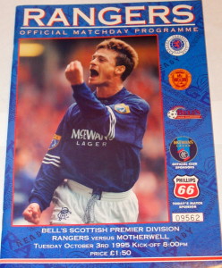 rangers v motherwell 1995 programme