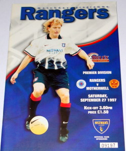 rangers v motherwell 1997 programme