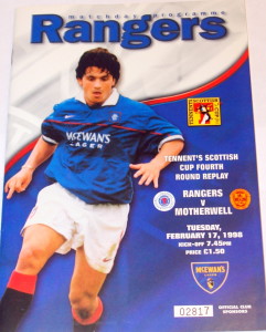 rangers v motherwell 1998 programme