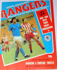 rangers v partick thistle programme 1979