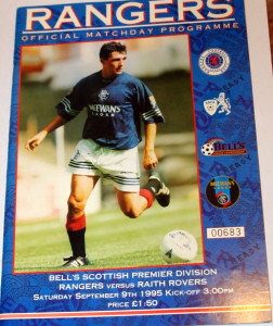 rangers v raith rovers 1995 programme