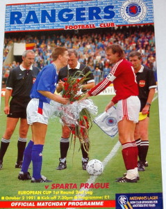 rangers v sparta prague 1991 programme