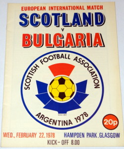 scotland v bulgaria 1978 programme