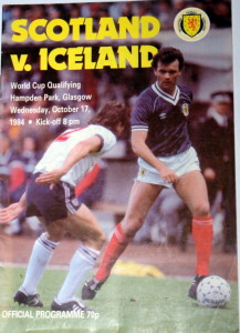 scotland v iceland 1984 programme