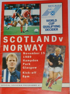 scotland v norway 1989 programme