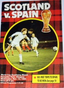 scotland v spain 1984 programme