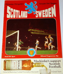 scotland v sweden 1977 programme